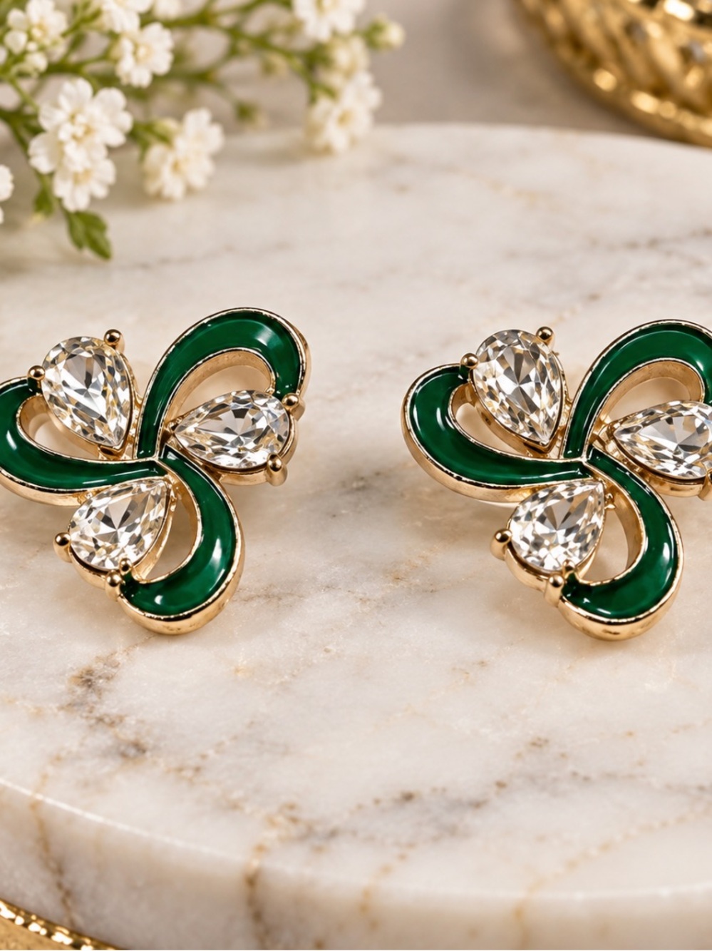 Emerald Crystal Stud Earrings
